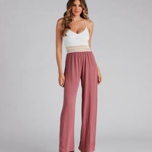 Timeless Beauty Crochet And Gauze Jumpsuit